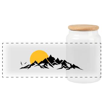 Landschaft - Berge Sonne - Panorama Keksdose mit Holzdeckel - Weiß - Vorne