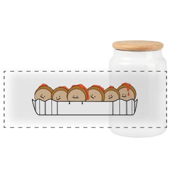Currywurst - Panorama Keksdose mit Holzdeckel - Weiß - Vorne