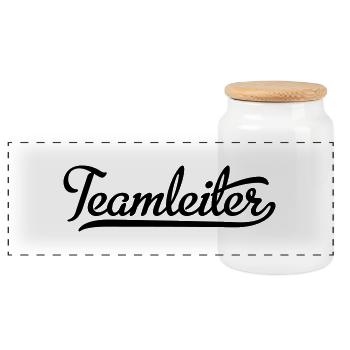 Team leader - Panoramic Cookie Jar with Wooden Lid - white - Front