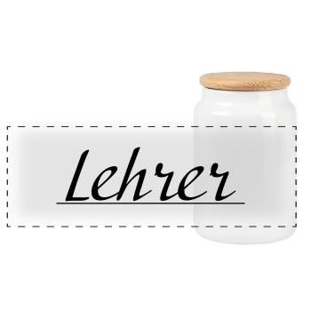 Lehrer Tshirt - Panorama Keksdose mit Holzdeckel - Weiß - Vorne
