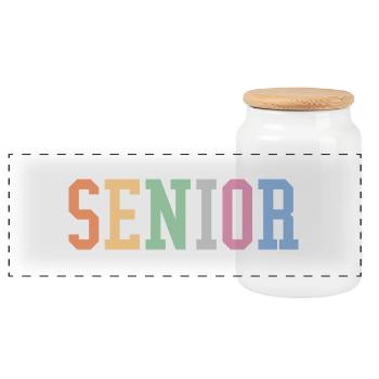 Senior - Student Class Retro Graduation Party Gift - Panoramic Cookie Jar with Wooden Lid - white - Front