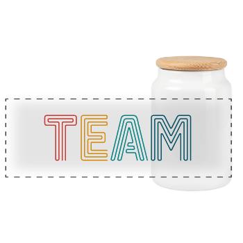 Team - Panoramic Cookie Jar with Wooden Lid - white - Front