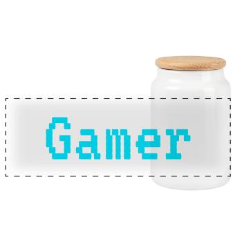 Gamer - Panorama Keksdose mit Holzdeckel - Weiß - Vorne