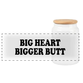 big heart bigger butt - Panoramic Cookie Jar with Wooden Lid - white - Front