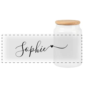 Sophie Nom Prénom Décoratif - Boîte à biscuits avec couvercle en bois - blanc - Devant