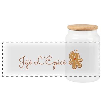 Logo marque Jéjé L'Épicé - Boîte à biscuits avec couvercle en bois - blanc - Devant