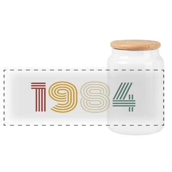 1984 Retro Style 1984 Geburtstag 1984 Vintage - Panorama Keksdose mit Holzdeckel - Weiß - Vorne