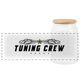 Tuning Crew Car - Panoramic Cookie Jar with Wooden Lid - white - Front