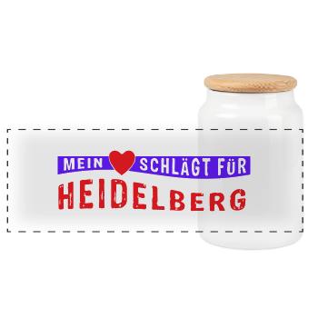 Mein Herz schlagt fur Heidelberg (Vectorgraphic) - Panorama Keksdose mit Holzdeckel - Weiß - Vorne