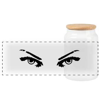 eyes 01 - Panoramic Cookie Jar with Wooden Lid - white - Front