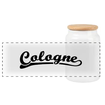 Cologne font Retro - Panoramic Cookie Jar with Wooden Lid - white - Front