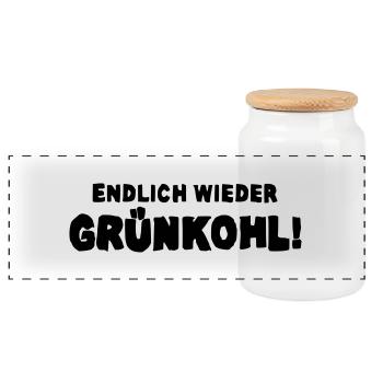 grünkohl - Panorama Keksdose mit Holzdeckel - Weiß - Vorne
