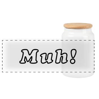 Moo - Panoramic Cookie Jar with Wooden Lid - white - Front