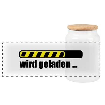 Ladebalken PC loading Computer Download - Panorama Keksdose mit Holzdeckel - Weiß - Vorne