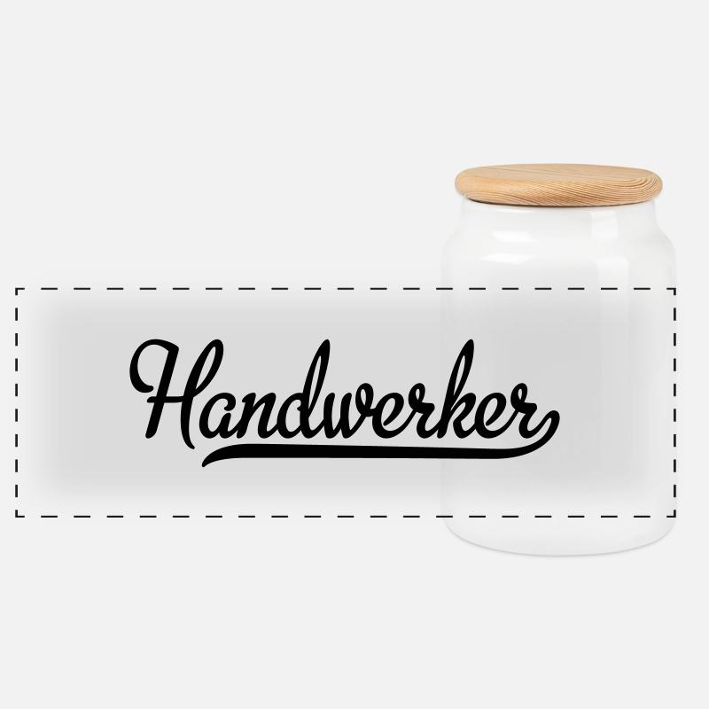 Handwerker - Panorama Keksdose mit Holzdeckel - Weiß