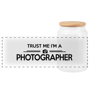 trust me I'm a photographer - Panorama Keksdose mit Holzdeckel - Weiß - Vorne