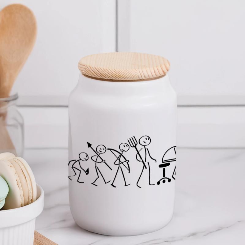 Evolution Computerarbeit Panorama Keksdose mit Holzdeckel