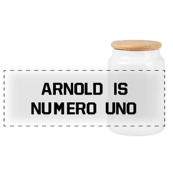 ARNOLD IS NUMERO UNO - Panorama Keksdose mit Holzdeckel - Weiß - Vorne