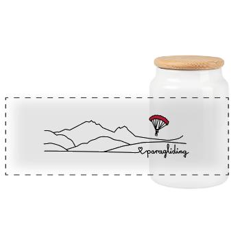 love paragliding (2farbig) - Panorama Keksdose mit Holzdeckel - Weiß - Vorne