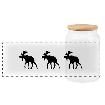 elk - Panoramic Cookie Jar with Wooden Lid - white - Front