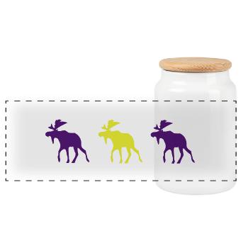 moose sweden - Panoramic Cookie Jar with Wooden Lid - white - Front