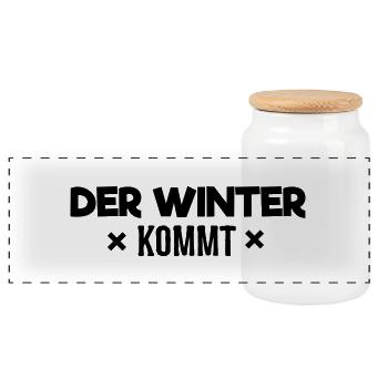 Der Winter kommt - Panorama Keksdose mit Holzdeckel - Weiß - Vorne