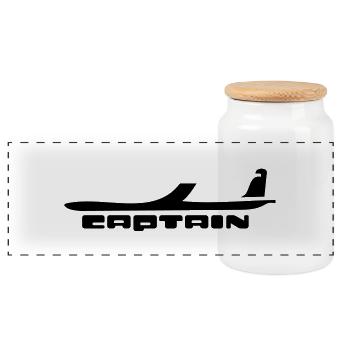 captain airplaine flugzeug - Panorama Keksdose mit Holzdeckel - Weiß - Vorne
