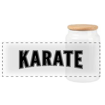 Karaté - Boîte à biscuits avec couvercle en bois - blanc - Devant