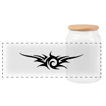 tribal tattoo - Panorama Keksdose mit Holzdeckel - Weiß - Vorne