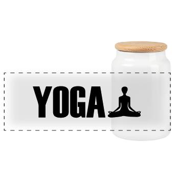 yoga - Boîte à biscuits avec couvercle en bois - blanc - Devant