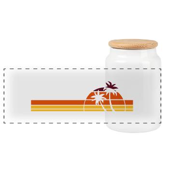 coucher de soleil - Boîte à biscuits avec couvercle en bois - blanc - Devant