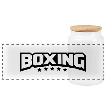 boxing_logo___f1 - Panorama Keksdose mit Holzdeckel - Weiß - Vorne