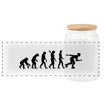 Evolution skating - Panoramic Cookie Jar with Wooden Lid - white - Front