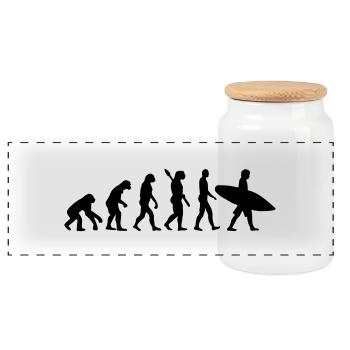 Evolution Surfen - Panorama Keksdose mit Holzdeckel - Weiß - Vorne