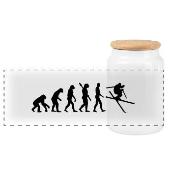Evolution Ski - Panorama Keksdose mit Holzdeckel - Weiß - Vorne