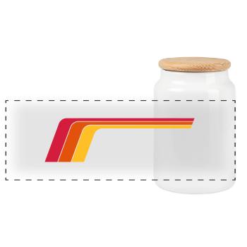 Retro Stripes - Panorama Keksdose mit Holzdeckel - Weiß - Vorne