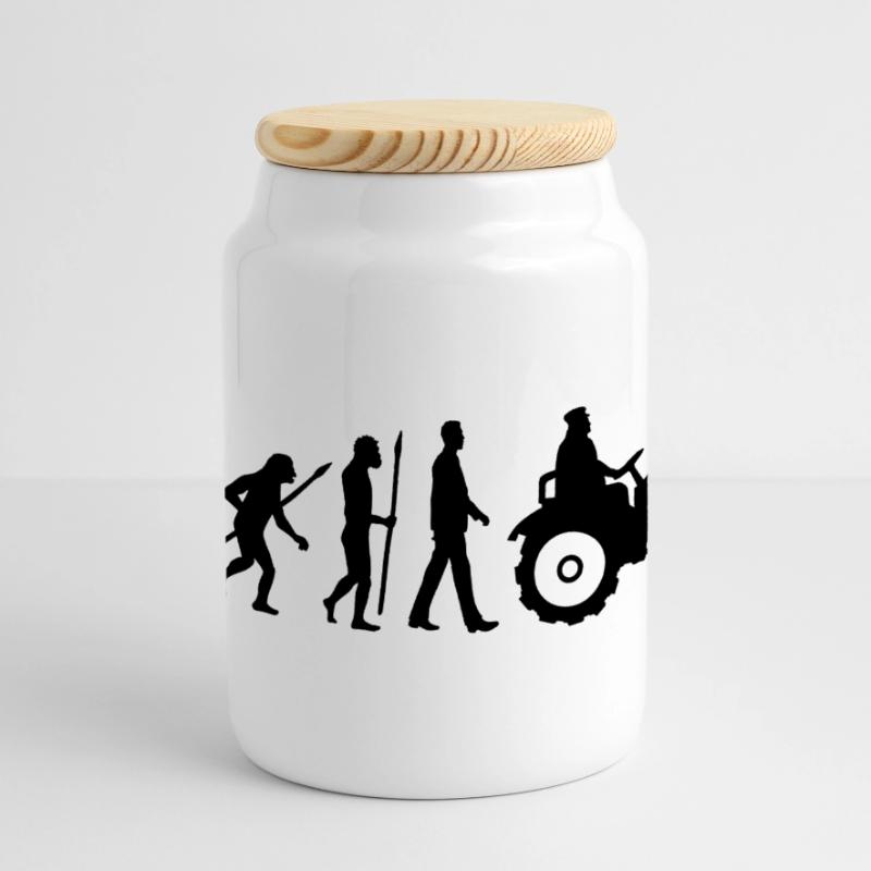 evolution_bauer_mit_traktor_032013_a_1c Panoramic Cookie Jar with Wooden Lid