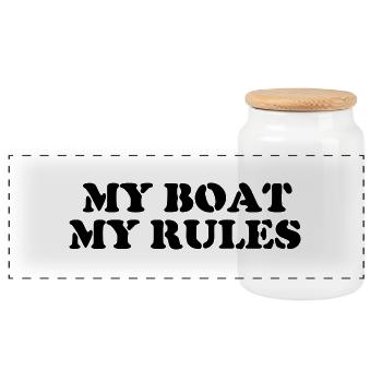 my boat my rules - Boîte à biscuits avec couvercle en bois - blanc - Devant