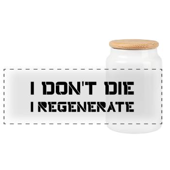 I don't die I regenerate (Doctor Who) - Boîte à biscuits avec couvercle en bois - blanc - Devant