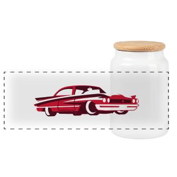 Old-School Coupe Vintage-Look - Boîte à biscuits avec couvercle en bois - blanc - Devant