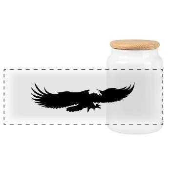 Bald Eagle symbol USA - Panoramic Cookie Jar with Wooden Lid - white - Front