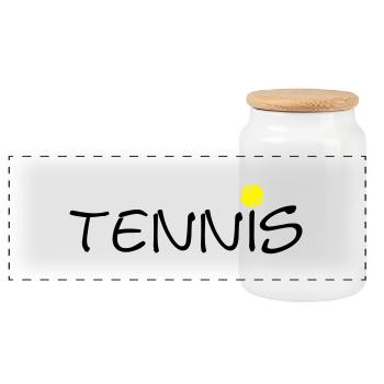 Tennis Tennisball spielen ball sport schläger 2c - Panorama Keksdose mit Holzdeckel - Weiß - Vorne