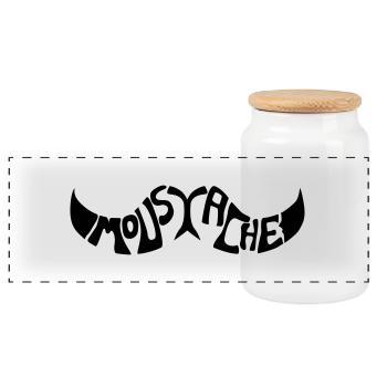Moustache - Boîte à biscuits avec couvercle en bois - blanc - Devant