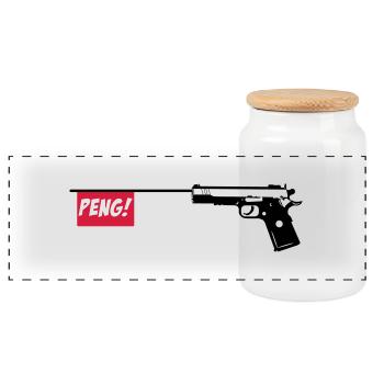 Gun PENG 2c - Panoramic Cookie Jar with Wooden Lid - white - Front