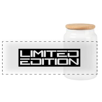 Limited Edition Logo - Panoramic Cookie Jar with Wooden Lid - white - Front
