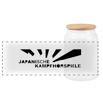 JAPANISCHE KAMPFHÖRSPIELE - Panorama Keksdose mit Holzdeckel - Weiß - Vorne