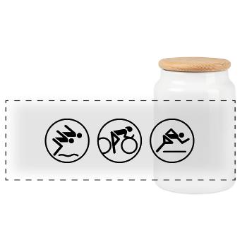 Triathlon Design NEW 1c - Panorama Keksdose mit Holzdeckel - Weiß - Vorne
