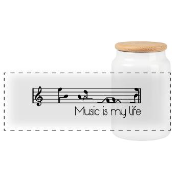 la musique est ma vie - Boîte à biscuits avec couvercle en bois - blanc - Devant