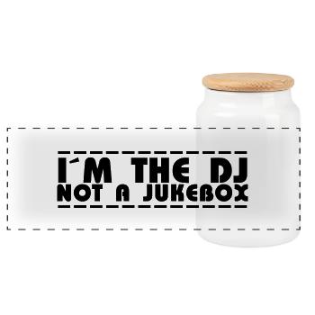 i´m a DJ not a jukebox - Panorama Keksdose mit Holzdeckel - Weiß - Vorne