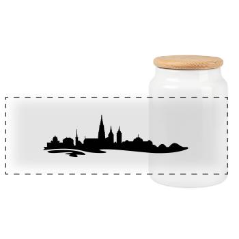 Skyline Bern 3 - Panorama Keksdose mit Holzdeckel - Weiß - Vorne